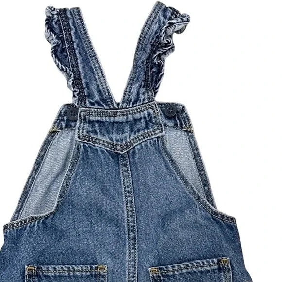 Baby Gap Disney Minnie Mouse Denim Overalls Ruffle Straps Blue Toddler 2T - Picture 8 of 10